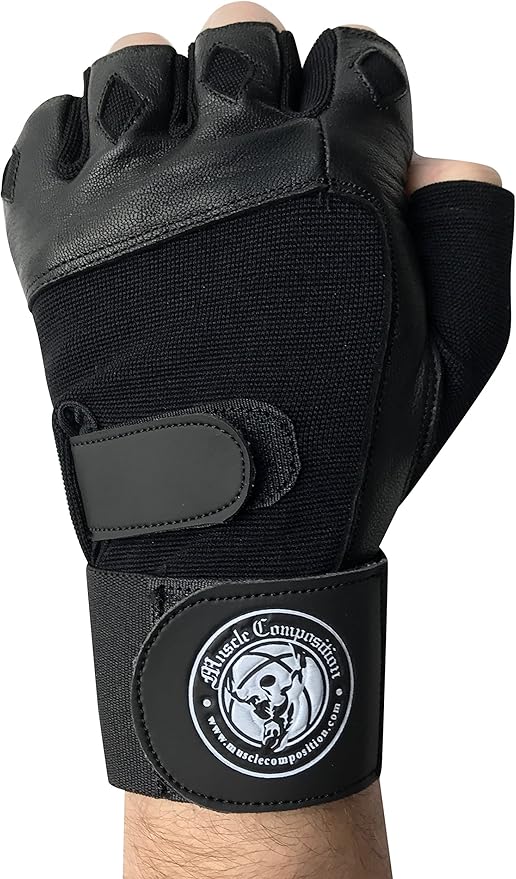 Gym Gloves with Wrist Support for Gym Workout, Crossfit,Weightlifting Black/White or Black Premium Quality Materials.
