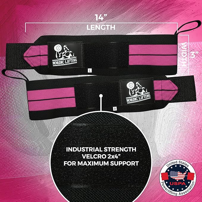 Nordic Lifting Wrist Wraps (1 Pair/2 Wraps) – Lifting Wrist Wraps with Thumb Loop for Weightlifting, Powerlifting & CrossFit – Durable Wrist Support Straps for Men & Women – Gym Essentials for Heavy Lifts