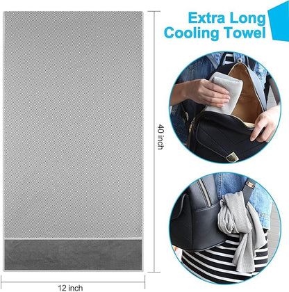 Sports Towel for Instant Cooling Relief Microfiber Towels for Golf Workout Swimming Gym Yoga Travel Camping Fitness 40"x12" Sweat Towel (Blue+Gray)