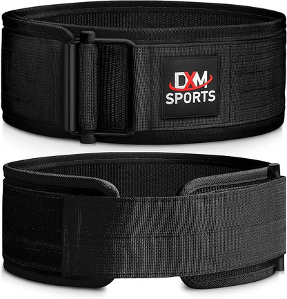 DXM SPORTS Self-Locking Weight Lifting Belt - Men Women Gym Fitness Strength Training, Bodybuilding Powerlifting Weightlifting Workout, Deadlift Squat, Pro Exercise Belt