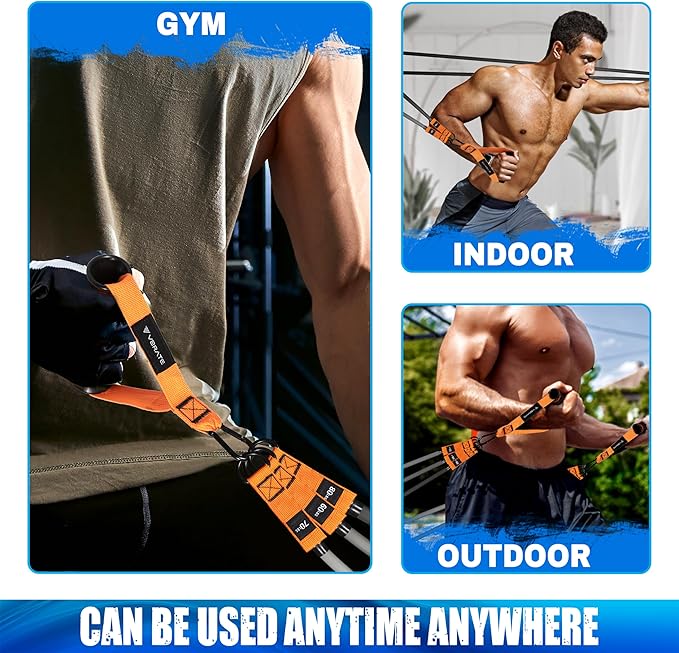 Resistance Bands Set - Heavy Exercise Bands with Handles, Door Anchor, Ankle Straps - Fitness Bands for Working Out Men - Workout Bands Set for Muscle Training