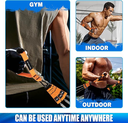 Resistance Bands Set - Heavy Exercise Bands with Handles, Door Anchor, Ankle Straps - Fitness Bands for Working Out Men - Workout Bands Set for Muscle Training
