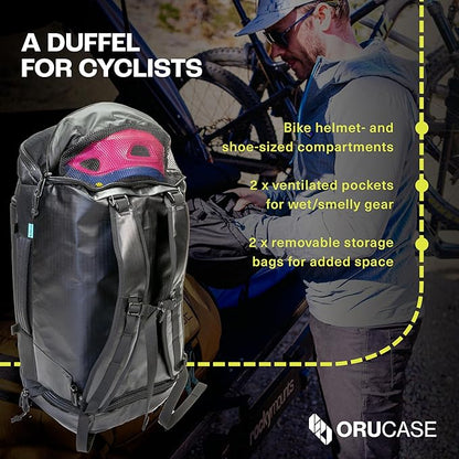 Orucase Janus Duffel Backpack for Cyclists - Gym Duffle Bag for Men & Women with Straps - Water Resistant Duffle Backpack for Travel - 55 L - Coyote