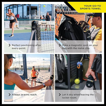 STICKIT Magnetic Sports Towel for Gym & Yoga, Quick-Dry Absorbent Microfiber with Deep Waffle Pockets, Powerful Magnet for Easy Access, Perfect for Workout and Outdoor Activities