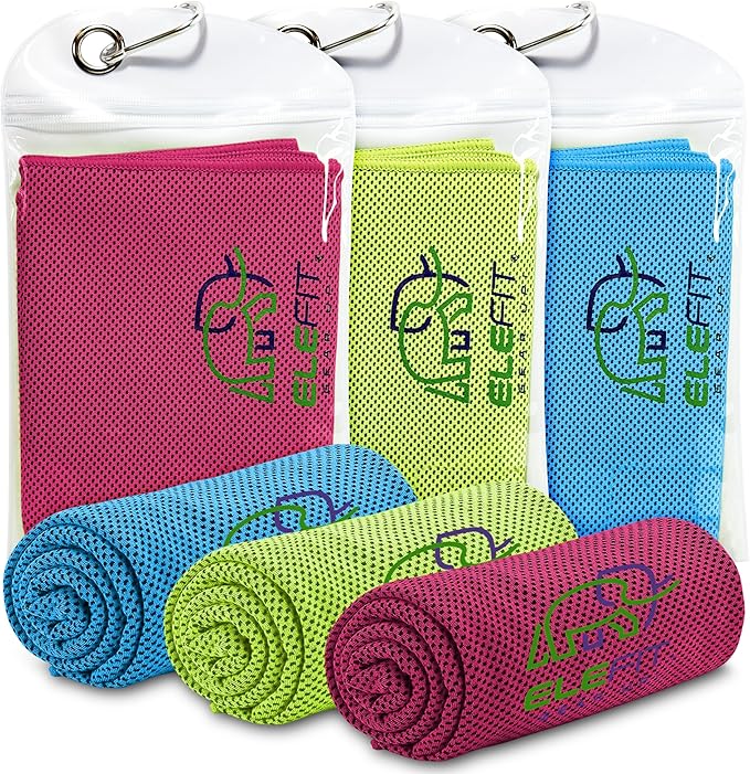 Quick-Drying Cooling Microfiber Gym Towels: Ideal for Comfortable Workout, Running, Yoga, Hiking, Trekking, Walking, Camping, and Family Outdoor Adventures - Lightweight, Portable, Sweat-Wicking