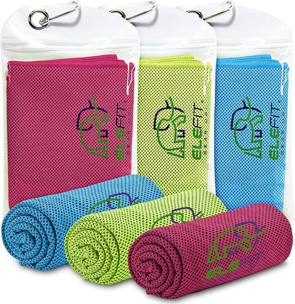 Quick-Drying Cooling Microfiber Gym Towels: Ideal for Comfortable Workout, Running, Yoga, Hiking, Trekking, Walking, Camping, and Family Outdoor Adventures - Lightweight, Portable, Sweat-Wicking