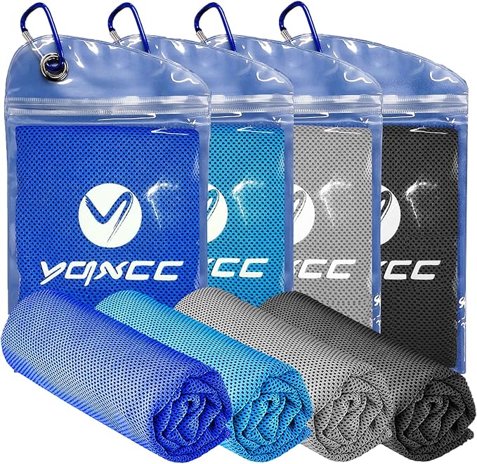 YQXCC Cooling Towels | 4 Pack 40"x12" | Cool for Neck | Microfiber Soft Breathable Chilly | for Sports, Yoga, Golf, Gym, Camping, Running, Workout & More Activities