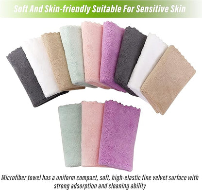 TENSTARS 12 Pack Premium Washcloths Set - Quick Drying- Soft Microfiber Coral Velvet Highly Absorbent Wash Clothes - Multipurpose Use as Bath, Spa, Facial, Fingertip Towel (Multicolored)