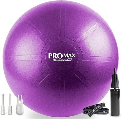 SmarterLife PRO MAX Exercise Ball – Yoga, Stability & Balance Trainer for Core Workouts, Fitness, Physical Therapy, Pregnancy & Office Chair Support – Anti-Slip, Anti-Burst