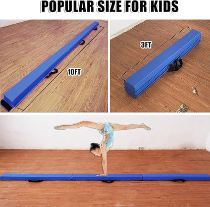 MARFULA 6 FT / 8 FT / 9 FT / 10 FT Folding Gymnastic Balance Beam for Kids with Carry Bag for Home and Club Use