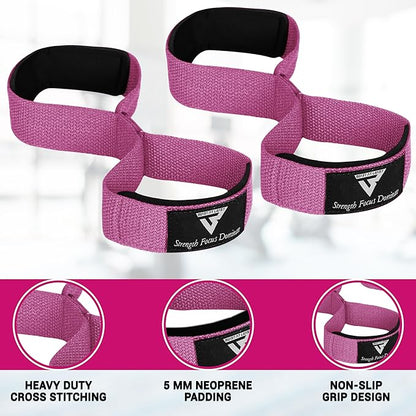 Weight Lifting Straps Figure 8, Anti Slip Strap with cuffs wrist Support for Gym Workout Deadlift Powerlifting Bodybuilding Weightlifting, Fitness Strength Training, Hand Bar Grip for Men
