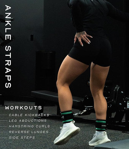 Gymreapers Ankle Straps For Cable Machine Kickbacks, Glute Workouts, Lower Body Exercises - Adjustable Leg Straps with Neoprene Padding