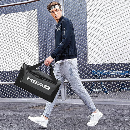HEAD 45L Waterproof Gym Duffle Bag for Men, Large Capacity Sports Bag with Shoe Compartment & Dry Wet Pocket, Durable Crossbody Weekender Bag for Tennis, Workout, Fitness, Overnight Travel
