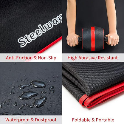 Exercise Mat for AB Roller AB Mat Thin, Long Foldable Gym Mats for Home Gym, Indoor and Out door exercises, Black Picnic Mat for One Person,99'x29'