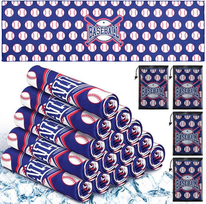 Peryiter 20 Pcs Baseball Towel 40 x 12 Inch Breathable Ice Towel with Storage Bag Quick Dry Microfiber Team Gift Fitness Camping Gym Running Sports Men Women Coach Gift
