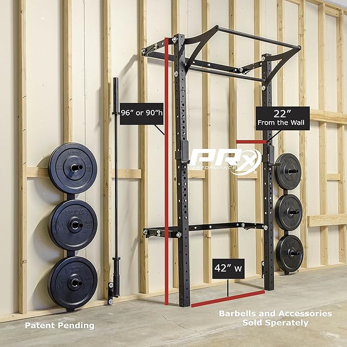 PRx Performance Profile® PRO Squat Rack 3x3 with Kipping or Multi-Grip Pull Up Bar, 89" or 95" Uprights As Seen On Shark Tank Wall Mounted Home Garage Gym Exercise System
