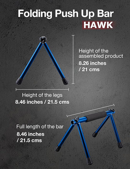 Push Up Bar – Folding Dip Bar for Home Workout, Lightweight & Portable Strength Training Equipment for Men & Women, Indoor & Outdoor Use (Hawk)