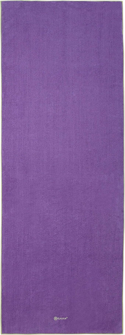 Gaiam Yoga Towel - Mat Sized Active Dry Non Slip Moisture Wicking Sweat Absorbent Microfiber Hot Yoga Towel for Women & Men | Stay-Put Corner Pockets (70" Long x 26" Wide)