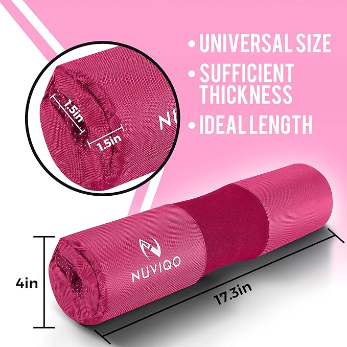 Barbell Squat Pad with Thick Foam and Nylon Padding - Neck & Shoulder Protective Pad Provides Support for Squats, Lunges & Hip Thrusts - Fits Olympic Standard Weightlifting Bar