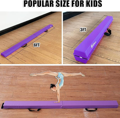 MARFULA 6 FT / 8 FT / 9 FT / 10 FT Folding Gymnastic Balance Beam for Kids with Carry Bag for Home and Club Use