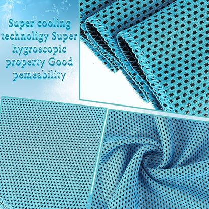 Honoson 10 Pack Cooling Towels Bulk - 47"x12" Soft Breathable Ice Towels for Neck & Face, Portable Chilly Rags Microfiber Sweat Rags for Yoga, Sports, Gym, Workout & Fitness(Light Blue)