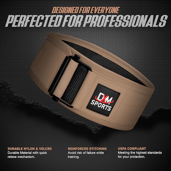 DXM SPORTS Self-Locking Weight Lifting Belt - Men Women Gym Fitness Strength Training, Bodybuilding Powerlifting Weightlifting Workout, Deadlift Squat, Pro Exercise Belt