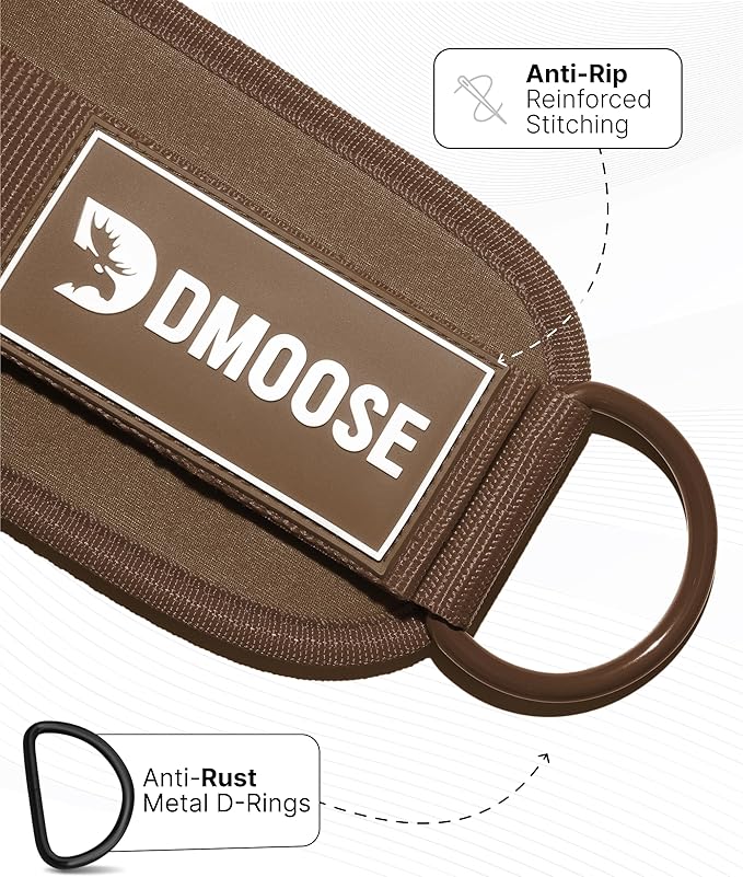 DMoose Fitness Ankle Strap for Cable Machine - One Size Fit with Premium Padding Cuffs, Ankle Bands for Working Out, Booty Workouts, Leg Extension, Hip Abductors, Kickbacks & Lower Body Exercises