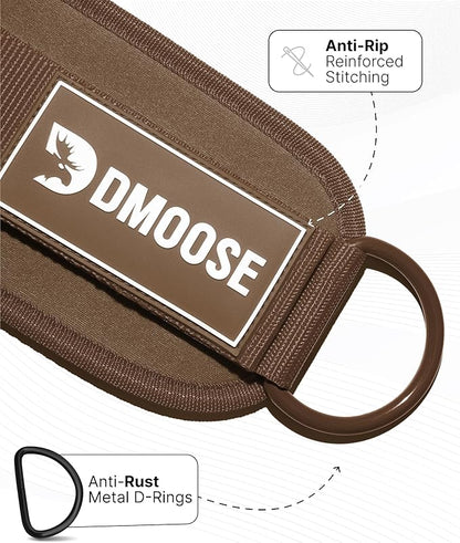 DMoose Fitness Ankle Strap for Cable Machine - One Size Fit with Premium Padding Cuffs, Ankle Bands for Working Out, Booty Workouts, Leg Extension, Hip Abductors, Kickbacks & Lower Body Exercises