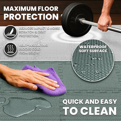 bemaxx Gym Mats Set - 18 pcs EVA Interlocking Foam Floor Tiles (12.6"x12.6"x0.4") 18sqft Protective Gym Flooring Sports Home Workout Exercise Mats Puzzle Garage Fitness Play-Room Pool Treadmill Bike