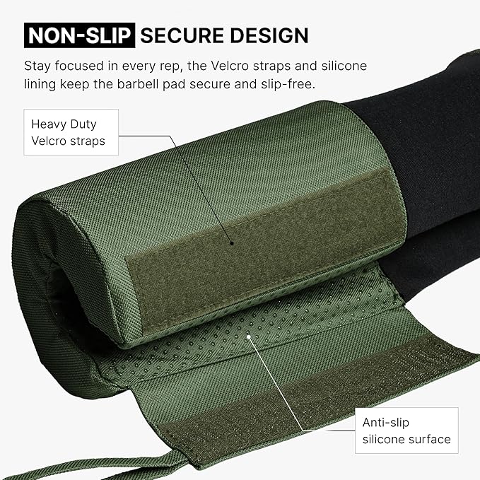 DMoose Fitness Barbell Pad for Hip Thrust, Squat & Lunges - Non-Slip Thick Foam Cushion for Neck and Back Support with Two Straps - Hip Thrust Pad for Leg Day - Fits All Olympic Bars and Smith Machine