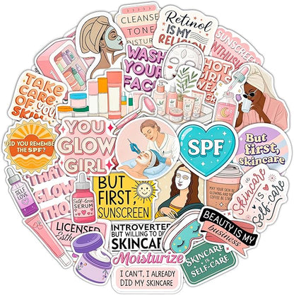 100Pcs Esthetician Stickers for Laptop, Skincare Stickers - Esthetician Party Supplies, Gifts - Gift for Women & Men
