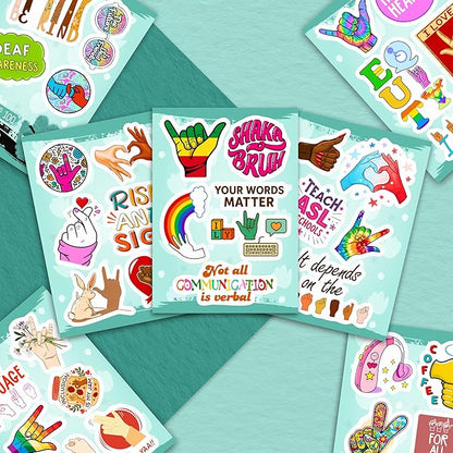 100Pcs Sign Language Stickers for Water Bottle, Laptop - ASL Stickers, Decorations - American Sign Language Gift for Women & Men