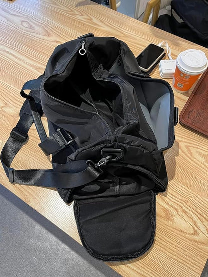 2-in-1 Gym Duffle Bag Backpack for Men & Women, Convertible Sports Bag with Shoe Compartment, Water-Resistant Travel Workout Bag for Gym, Fitness, Weekender, Black (black)