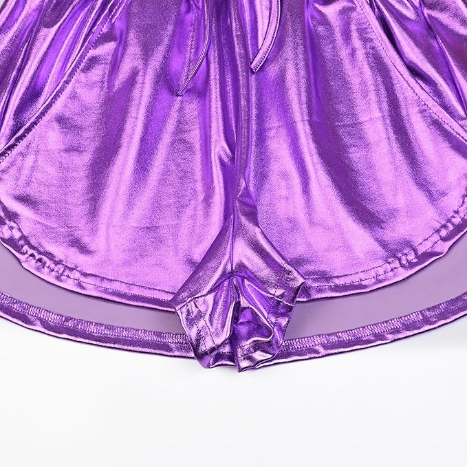 Perfashion Women's Metallic Shorts Summer Sparkly Hot Outfit Shiny Short Pants