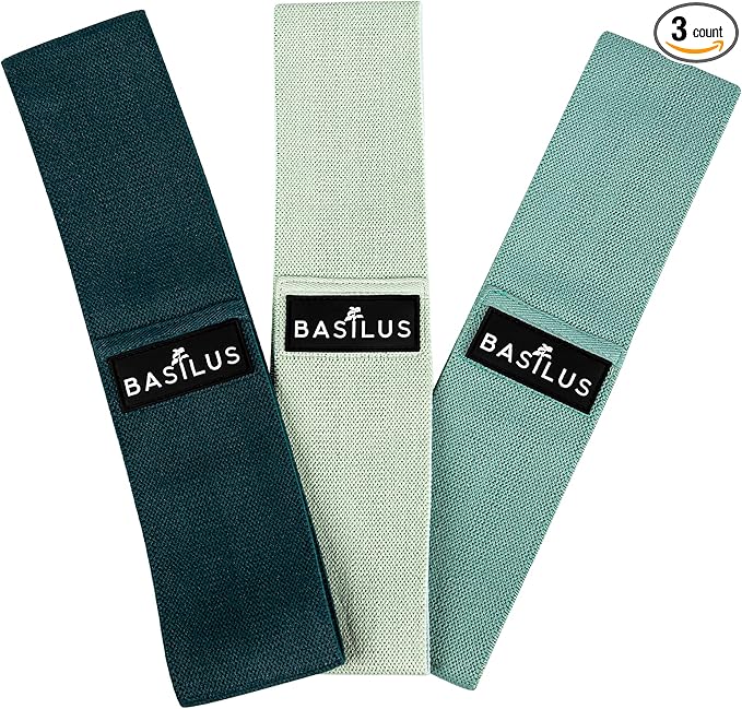 3-Pack Fabric Resistance Bands for Legs & Glutes – Exercise Bands for Strength Training, Yoga, Pilates & Fitness – Mesh Bag & Exercise Guide Included