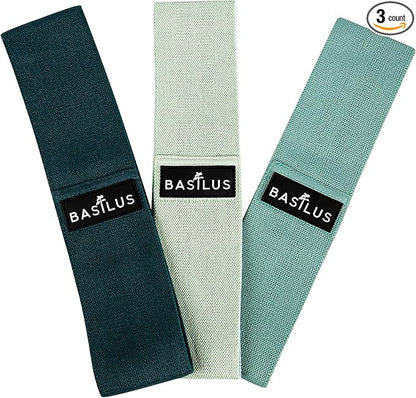 3-Pack Fabric Resistance Bands for Legs & Glutes – Exercise Bands for Strength Training, Yoga, Pilates & Fitness – Mesh Bag & Exercise Guide Included