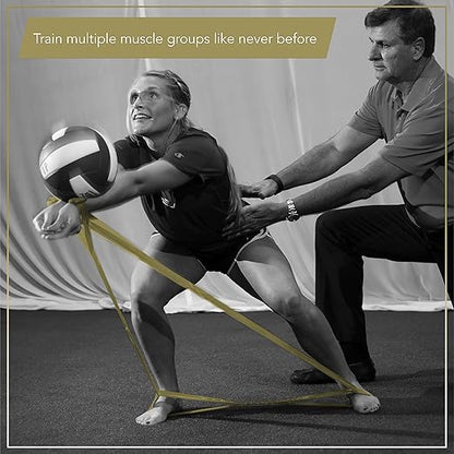 THERABAND CLX Resistance Band with Loops, Fitness Band for Home Exercise and Full Body Workouts, Portable Gym Equipment for Home Training, Gift for Athletes, Individual 5 Foot Band, Gold, Max, Level 8