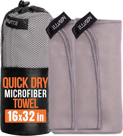 illusion Small Microfiber Gym Towels for Men and Women Active Sports (32" L x 16''W)-Lightweight Quick Dry Gym Towel for Sweat-Workout Towels Ideal for Yoga, Camping, Running, and Outdoor Activities