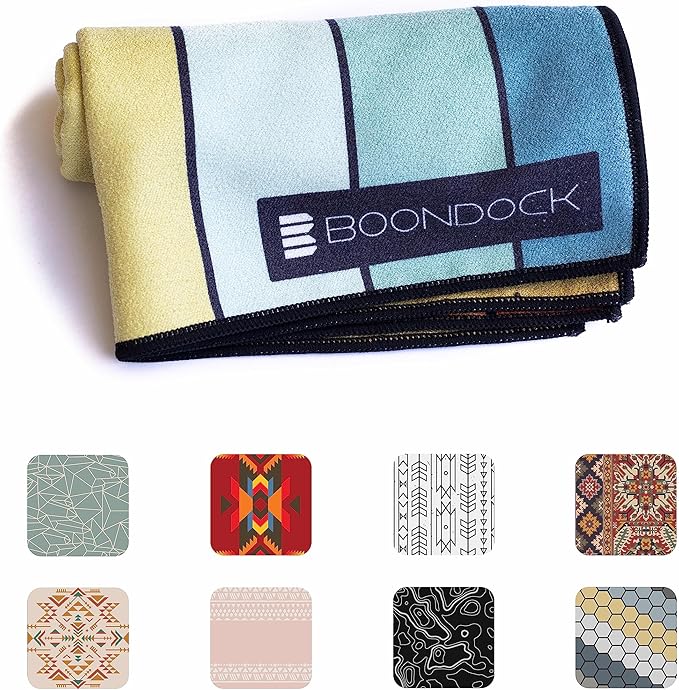 Boondock Co | Premium Microfiber Hand Towel | for Gym, Yoga, Travel, Workout, Backpacking, Beach — Highly Absorbent Quick Dry and Sand Free Fabric (Prism)