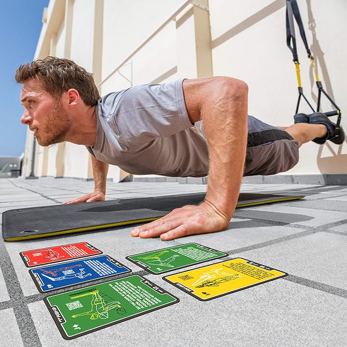 Stack 52 Suspension Exercise Cards. Compatible with All Suspension Trainers. Suspended Bodyweight Resistance Workout Game. Video Instructions Included. Fun Home Fitness Program. (New Deck)