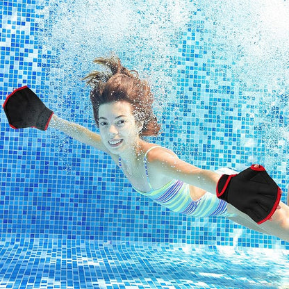 Sumind 2 Pairs Swimming Gloves Aquatic Training Gloves Neoprene Mittens Webbed Fitness Water Aerobics Resistance Training for Women Men Swimming Diving(Medium,Blue/ Green, Black/ Red)