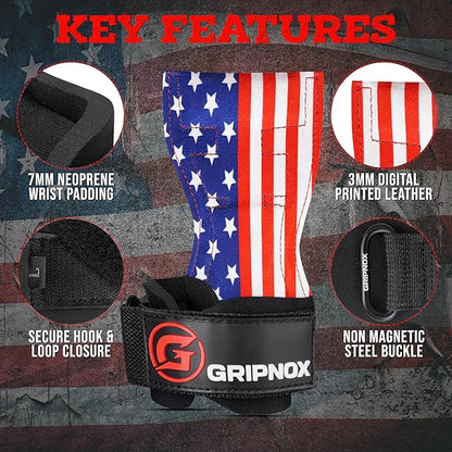 Premium Weight Lifting Grips & Straps for Deadlifts & Powerlifting – Anti-Slip Leather and Rubber Grip with Padded Wrist Wrap Support –