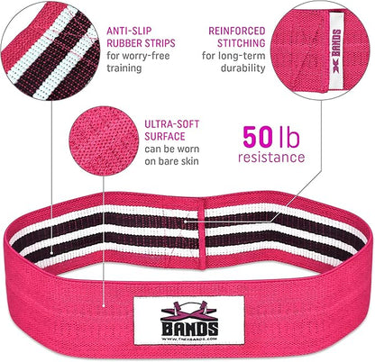 The X Bands Exercise Resistance Bands - Non-Slip Extra Thick Fabric Hip Loop Booty Bands - 20, 30, 40, 50 lb - Fitness Workout for Legs, Butt Training, Stretching, Yoga