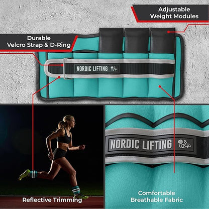Nordic Lifting Adjustable Ankle Weights for Women & Men – 1 Pair (2–10 lbs) Wrist, Arm & Leg Weights for Gym, Yoga & Home Workouts – Secure Fit Strap Design – Durable Fitness Training Equipment