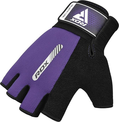 RDX Weight Lifting Gloves Gym Fitness Workout, Anti Slip Padded Full Palm Protection, Ultra Ventilated, Bodybuilding Strength Training HIIT WOD Exercise, Half Finger Men Women Cycling Rowing Climbing