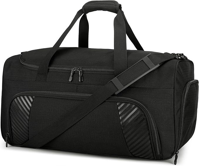 Urbanstand Gym Bag for Men - 50L Black Large Duffel Bag with Shoe Compartment, Weekender Carry On Duffle Bag for Travel, Sports, Fitness & Workout