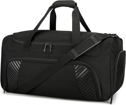Urbanstand Gym Bag for Men - 50L Black Large Duffel Bag with Shoe Compartment, Weekender Carry On Duffle Bag for Travel, Sports, Fitness & Workout