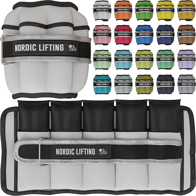 Nordic Lifting Adjustable Ankle Weights for Women & Men – 1 Pair (2–10 lbs) Wrist, Arm & Leg Weights for Gym, Yoga & Home Workouts – Secure Fit Strap Design – Durable Fitness Training Equipment