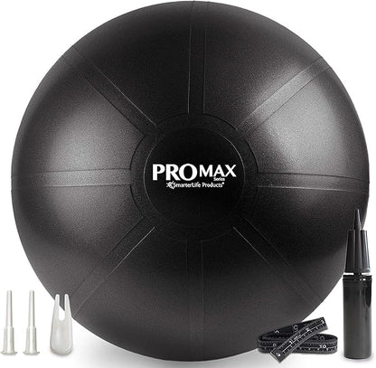 SmarterLife PRO MAX Exercise Ball – Yoga, Stability & Balance Trainer for Core Workouts, Fitness, Physical Therapy, Pregnancy & Office Chair Support – Anti-Slip, Anti-Burst