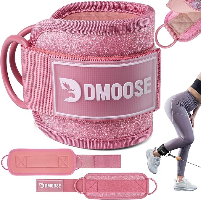 DMoose Fitness Ankle Strap for Cable Machine - One Size Fit with Premium Padding Cuffs, Ankle Bands for Working Out, Booty Workouts, Leg Extension, Hip Abductors, Kickbacks & Lower Body Exercises